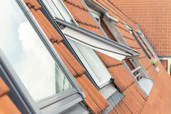 Skylights across a roof